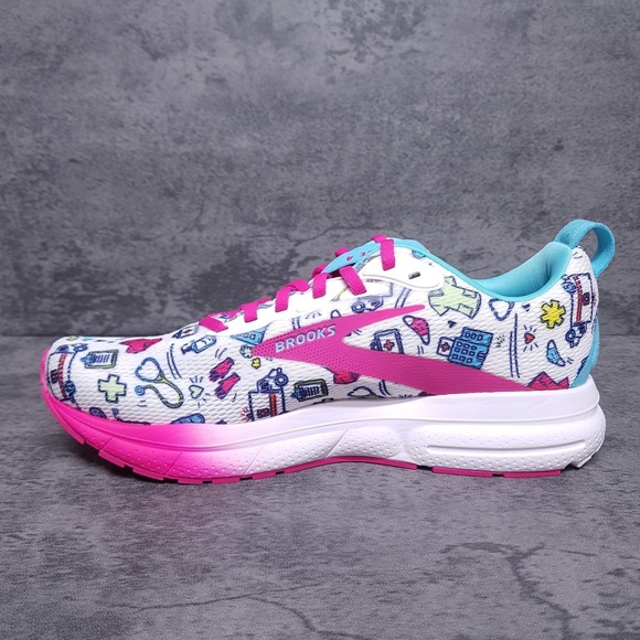BROOKS Trace 4 Hero Medical Nurse Running Shoes Womens Size 8.5 B White Pink - Picture 2 of 7